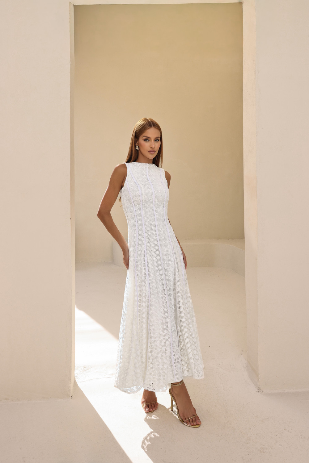 VESTIDO GUIPURÉ RENDA COM VIÉS MARINA - OFF WHITE