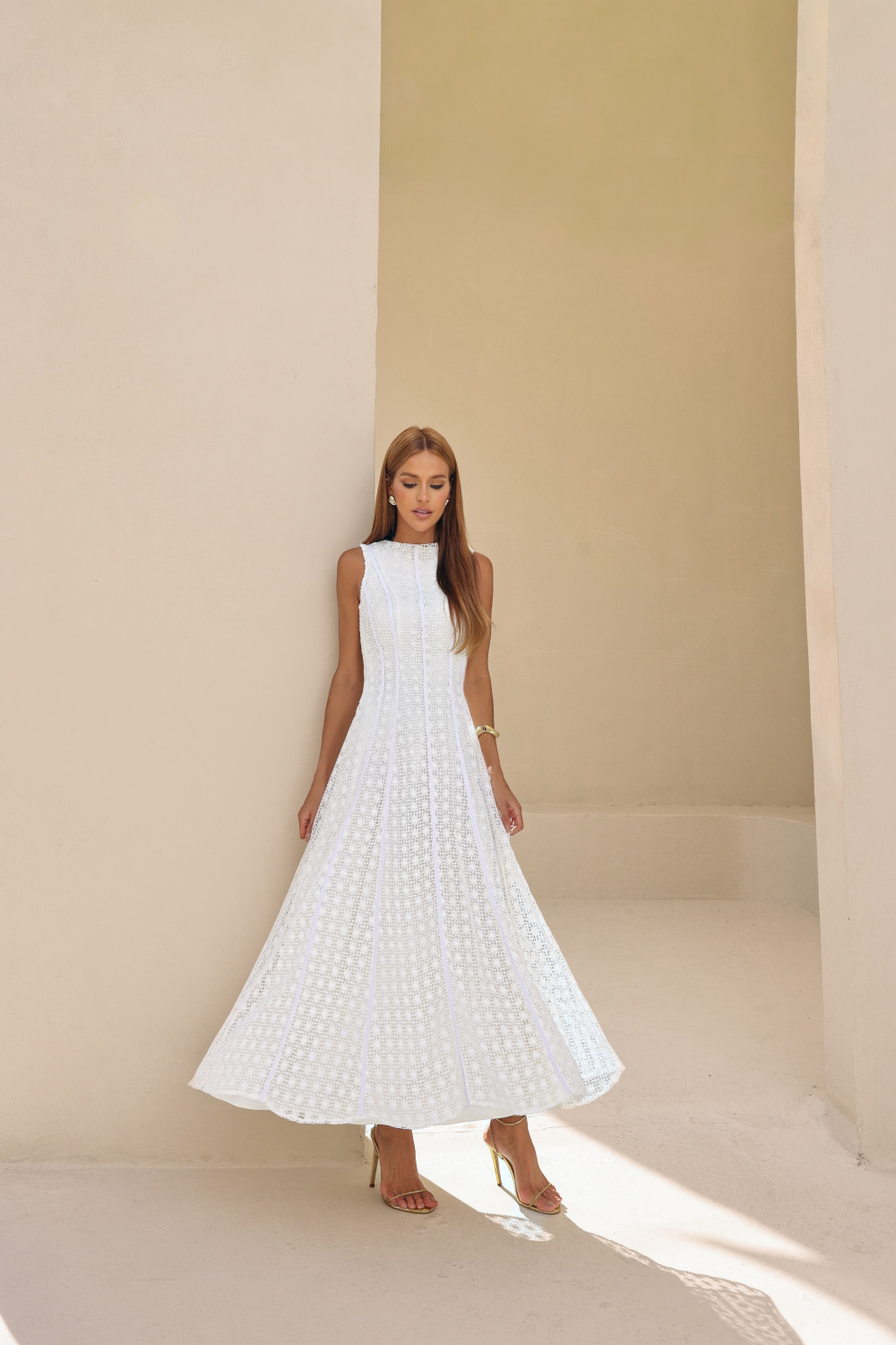 VESTIDO GUIPURÉ RENDA COM VIÉS MARINA - OFF WHITE