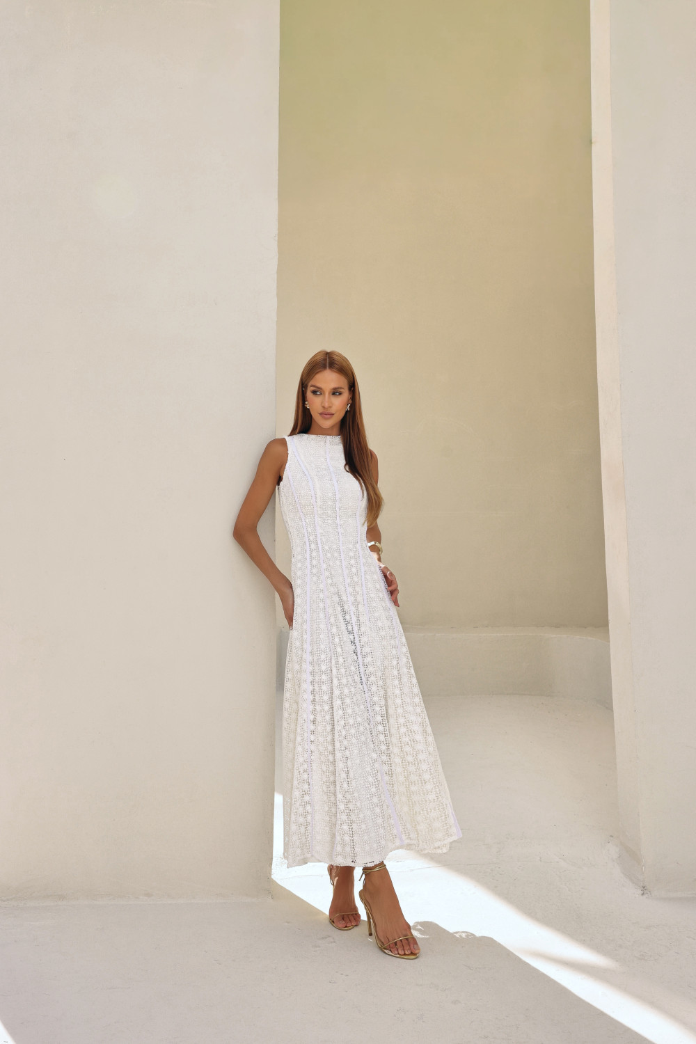 VESTIDO GUIPURÉ RENDA COM VIÉS MARINA - OFF WHITE