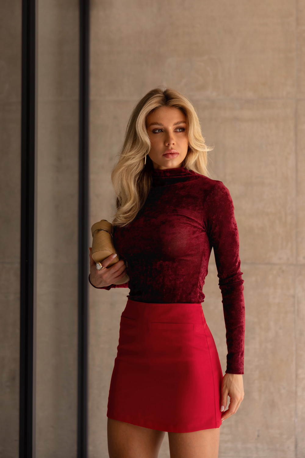 BLUSA CACHARREL TULE AVELUDADO - MARSALA