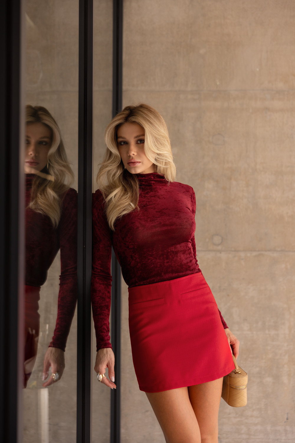 BLUSA CACHARREL TULE AVELUDADO - MARSALA