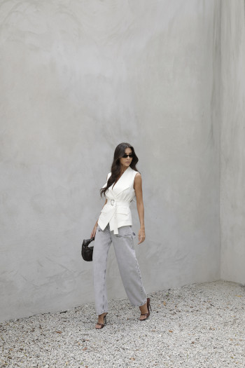 CALÇA JEANS TATI CINTURA ALTA WIDE LEG - CINZA