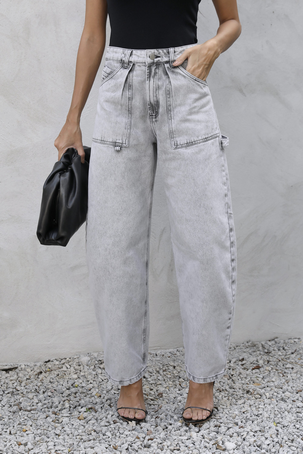 CALÇA JEANS TATI CINTURA ALTA WIDE LEG - CINZA