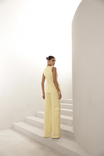 CONJUNTO REGATA E CALÇA MILANO LINHO - CAMOMILA