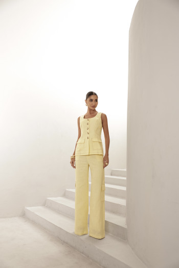 CONJUNTO REGATA E CALÇA MILANO LINHO - CAMOMILA