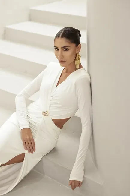 VESTIDO WANESSA MANGA LONGA - BRANCO