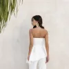 CONJUNTO BLUSA ASSIMÉTRICA BABADO - BRANCO