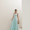 VESTIDO LONGO EM LAISE CURAÇAO COM BABADOS - TURQUESA