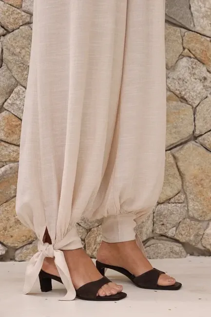 CONJUNTO CHLOÉ BLUSA FRENTE ÚNICA - AREIA