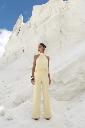 CONJUNTO LINHO ALFAITARIA FRENTE ÚNICA EVA - MANTEIGA