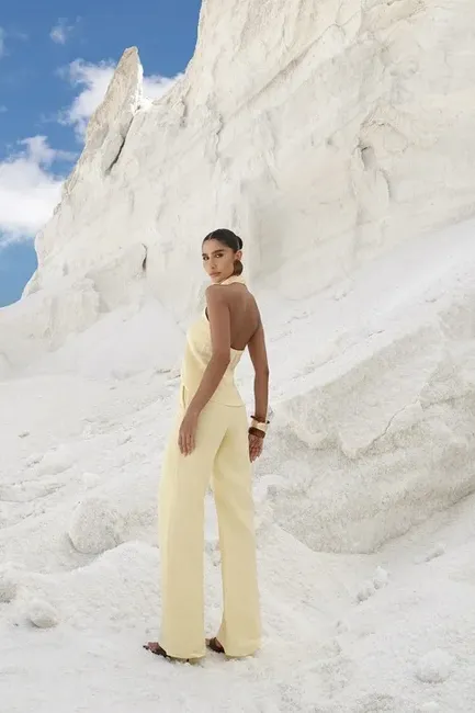 CONJUNTO LINHO ALFAITARIA FRENTE ÚNICA EVA - MANTEIGA