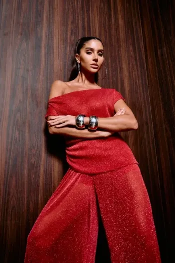 CONJUNTO BLUSA E CALÇA TULE GLAM - VERMELHO