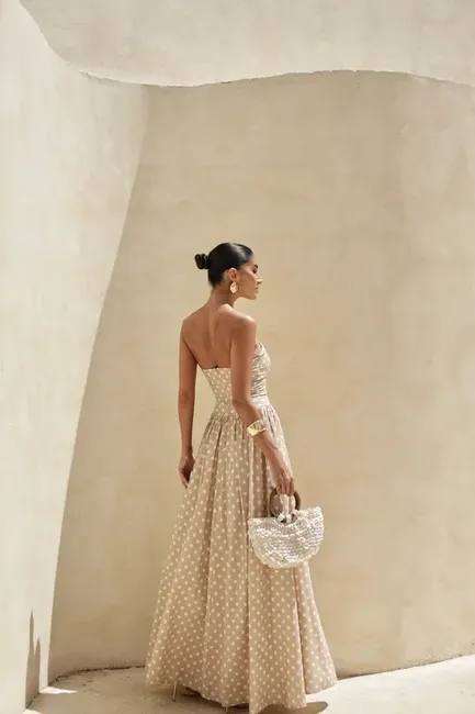 VESTIDO LONGO POÁ JUJU - BEGE