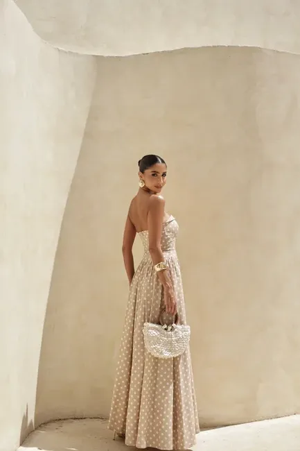 VESTIDO LONGO POÁ JUJU - BEGE