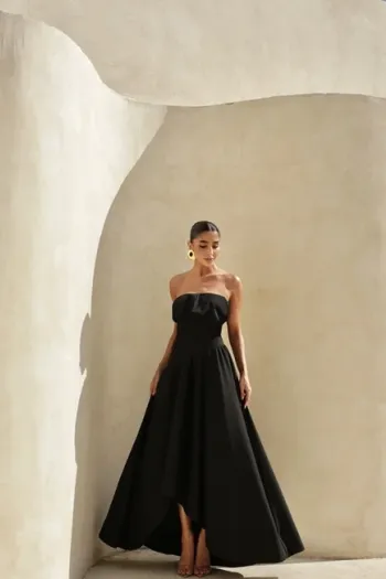 VESTIDO MIDI HELENA SAIA ASSIMÉTRICA - PRETO