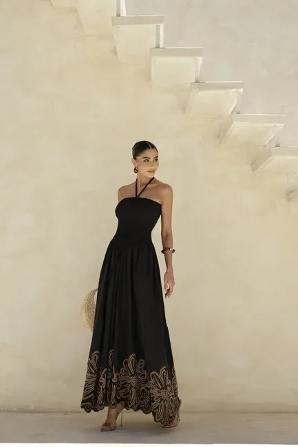 VESTIDO GRAMADO LAISE BARRADO - AZUL CLARO