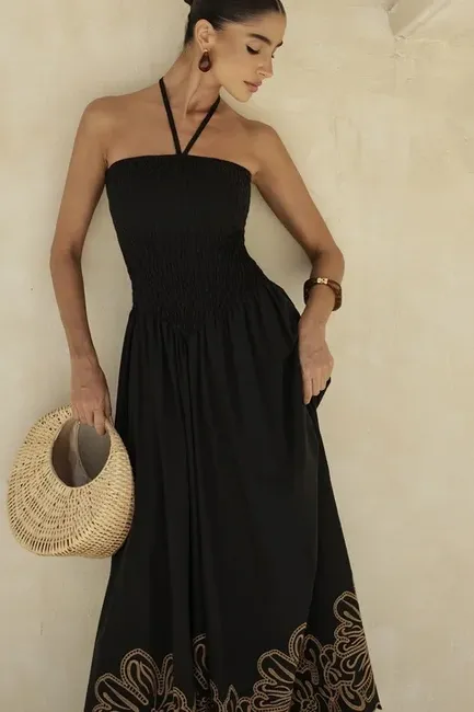 VESTIDO GRAMADO LAISE BARRADO - AZUL CLARO