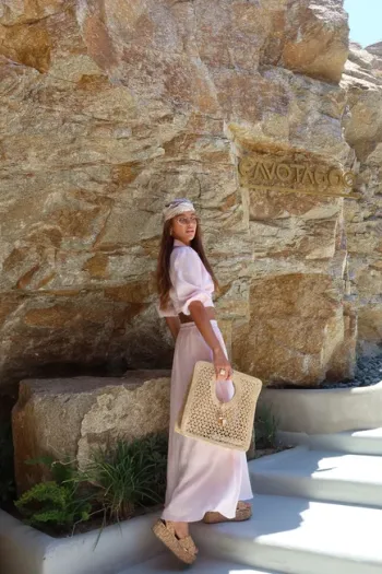 CONJUNTO SAIA LINHO PURO - ROSA CLARO