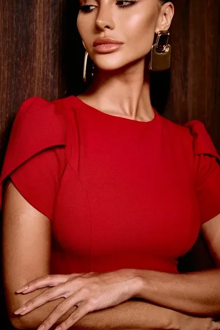 VESTIDO LONGO SCUBA CREPE LUANA MANGA ENVELOPE - VERMELHO