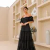 VESTIDO CAMILA LONGO TULE POÁ - PRETO