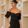 VESTIDO CAMILA LONGO TULE POÁ - PRETO