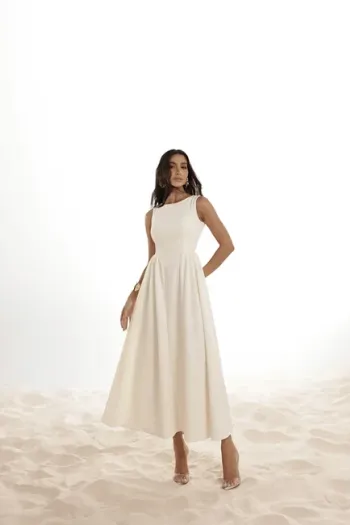 VESTIDO LONGO COSTAS ABERTA FLÁVIA - OFF WHITE