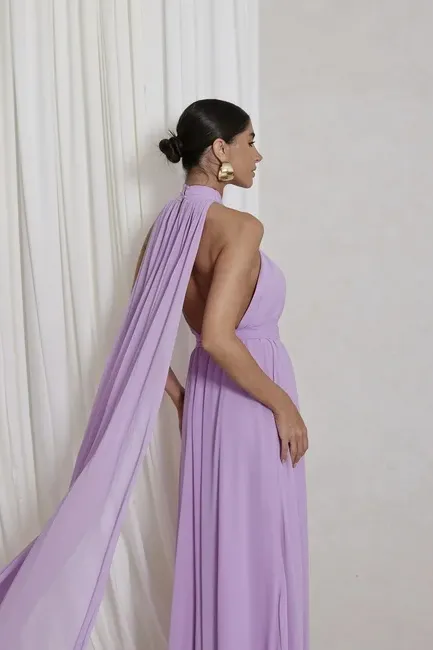 VESTIDO DE FESTA LONGO COM CALDA GISELE - LILÁS