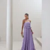 VESTIDO LONGO CREPE PLISSADO MALDIVAS - LILÁS
