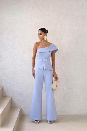 MACACÃO ALFAIATARIA PANTALONA CINTO - AZUL CLARO