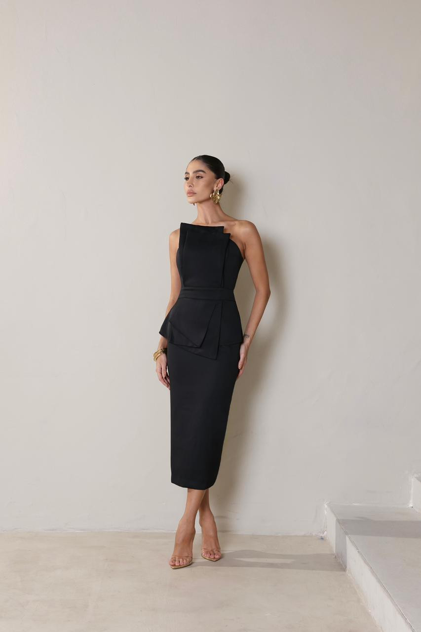 VESTIDO MILENA MIDI ALFAIATARIA PREMIUM - PRETO