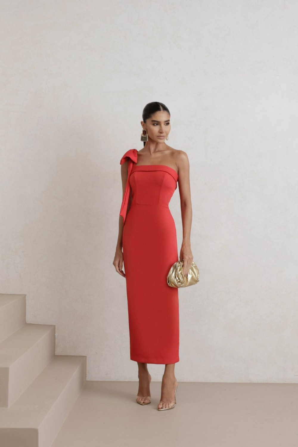 VESTIDO LONGUETE CÁSSIA ALFAIATARIA - VERMELHO