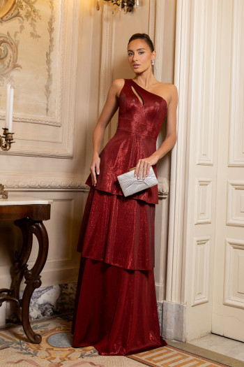 VESTIDO LUXUS DIAMOND UM OMBRO - MARSALA