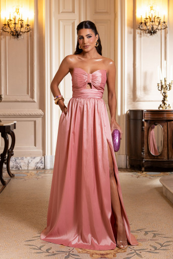 VESTIDO DE FESTA MANUELA T.Q.C TAFETÁ - ROSÉ