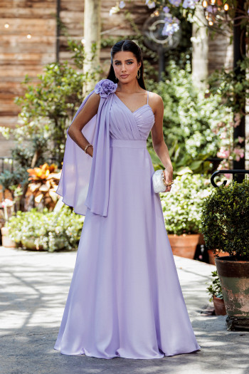 VESTIDO DE FESTA ORQUIDEA CREPE MUSSELINE - LAVANDA