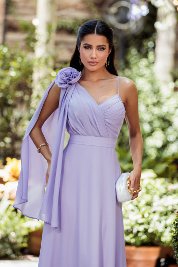 VESTIDO DE FESTA ORQUIDEA CREPE MUSSELINE - LAVANDA