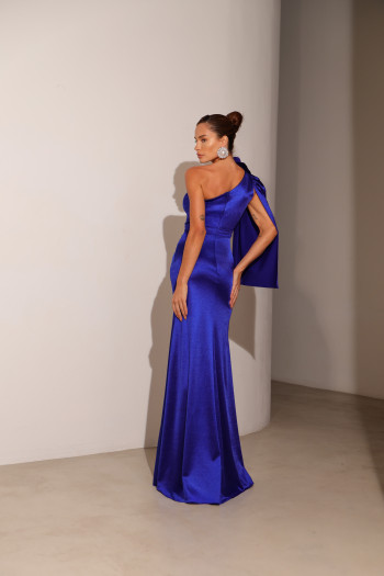 VESTIDO DE FESTA LOS ANGELES CREPE ACETINADO - AZUL ROYAL