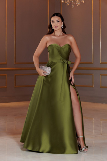 VESTIDO DE FESTA MELBOURNE T.Q.C ZIBELINE - VERDE OLIVA