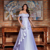 VESTIDO DE FESTA TAYLOR CREPE ACETINADO OMBRO A OMBRO - LAVANDA