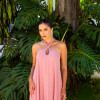 VESTIDO VALENTINA CREPE MUSSELINE - ROSA CANELA