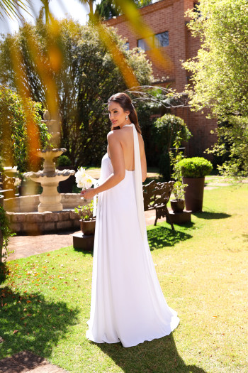 VESTIDO VALENTINA CREPE MUSSELINE NOIVINHAS - OFF WHITE